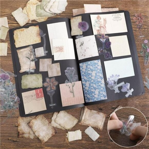 Vintage Scrapbook Paper Kit 445PCS Journaling Supplies Stickers Craft Paper - Picture 4 of 8